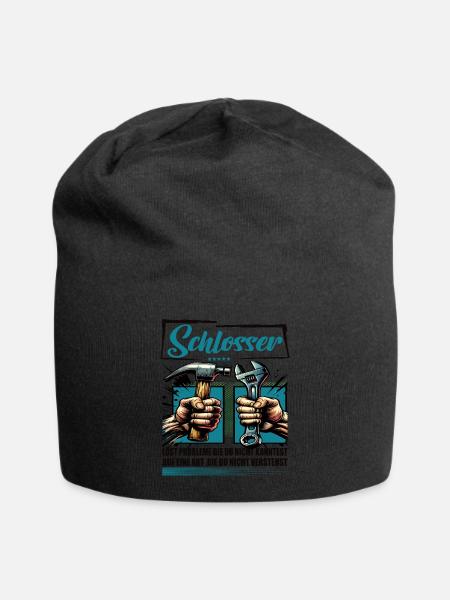 Schlosser Beruf mit lustigen Spruch - Jersey-Beanie - Schwarz