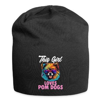 Pomeranian Pom Dog Pom-Pom This Girl loves Pom Dog - Jersey-Beanie - Schwarz - Vorne