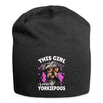 Yorkiepoo chien race animal de compagnie cette fille aime Yorkiepoos - Bonnet en jersey - noir - Devant