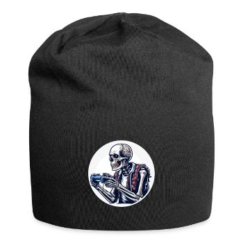 Skelett mit Gamecontroller. Design für Gamer - Jersey-Beanie - Schwarz - Vorne