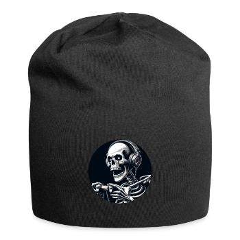 Skelett mit Gamecontroller und Kopfhörern - Jersey-Beanie - Schwarz - Vorne