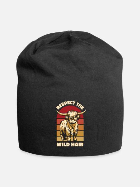Respektiere den Züchter der Wild Hair Highland Cow - Jersey-Beanie - Schwarz