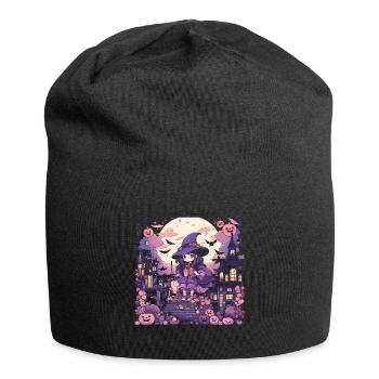 Kawaii Chibi Hexe Halloween Verkleidung Anime - Jersey-Beanie - Schwarz - Vorne