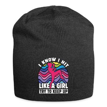 Je sais que je frappe comme une fille pour essayer de suivre - Bonnet en jersey - charbon - Devant