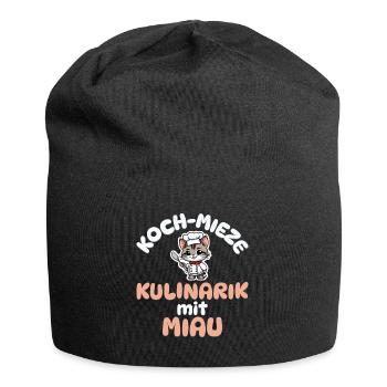 Koch Mieze - Kulinarik mit Miau - Katze kochen - Jersey-Beanie - Schwarz - Vorne