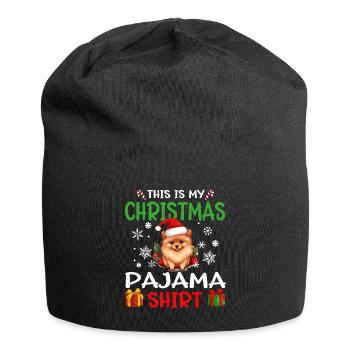 Pomeranian Pom Dog Christmas Pajama Merry X-mas - Jersey Beanie - black - Front