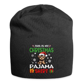 Yorkshire Terrier Christmas Pajama Merry X-mas - Jersey Beanie - black - Front