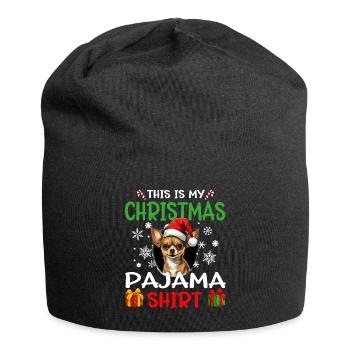 Chihuahua Chiwawa Dog Christmas Pajama Merry X-mas - Jersey Beanie - black - Front