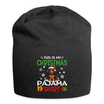 Dachshund Wiener Dog Christmas Pajama Merry X-mas - Jersey-Beanie - Schwarz - Vorne