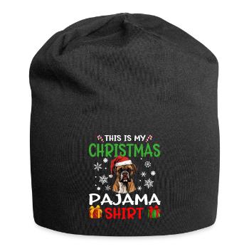 Boxer chien Noël pyjama joyeux Noël - Bonnet en jersey - noir - Devant