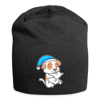 Jack Russell Terrier Sleeping Fatigue Dog - Jersey Beanie - black - Front