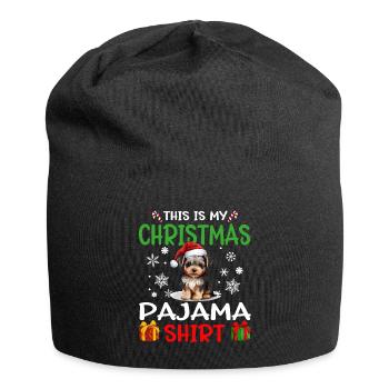 Yorkshire Terrier Yorkie Dog Christmas Pajama - Jersey-Beanie - Schwarz - Vorne