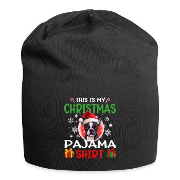 Bosten Terrier Dog Christmas Pajama Merry X-mas - Jersey-Beanie - Schwarz - Vorne