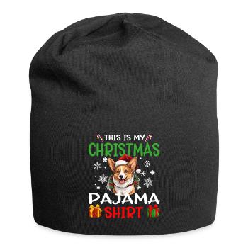Welsh Corgi Pembroke Dog Christmas Pajama - Jersey Beanie - black - Front