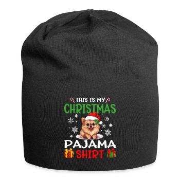 Pomeranian Pom Dog Christmas Pajama Merry X-mas - Jersey Beanie - black - Front