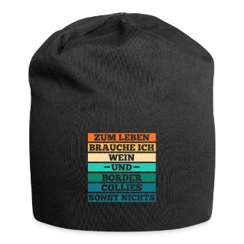 Wein Hund Border Collie - Jersey-Beanie - Schwarz - Vorne