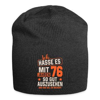 Junggebliebene Legende mit 76 Jahren - Jersey-Beanie - Anthrazit - Vorne