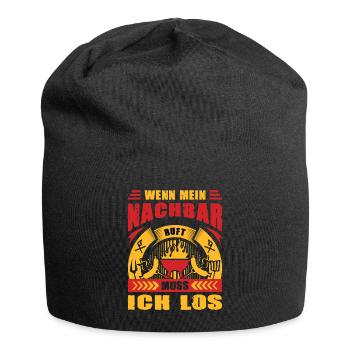 Wenn Mein Nachbar Ruft Muss Ich Los Nachbarschaft - Jersey-Beanie - Schwarz - Vorne