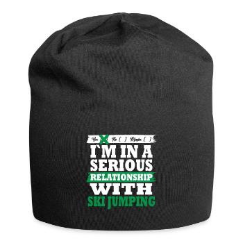 Ski jumping My serious relationship funny - Jersey Beanie - black - Front