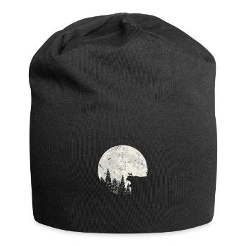 Katze im Mondlicht Nachthimmel Krater - Jersey-Beanie - Schwarz - Vorne