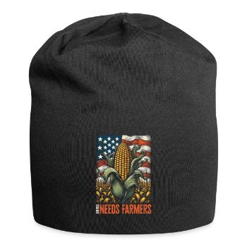 America Needs Farmers - Gift for USA Farmers - Jersey Beanie - black - Front