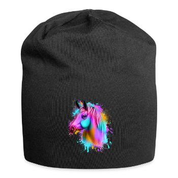 Pferd Graffiti Bunt - Jersey-Beanie - Schwarz - Vorne