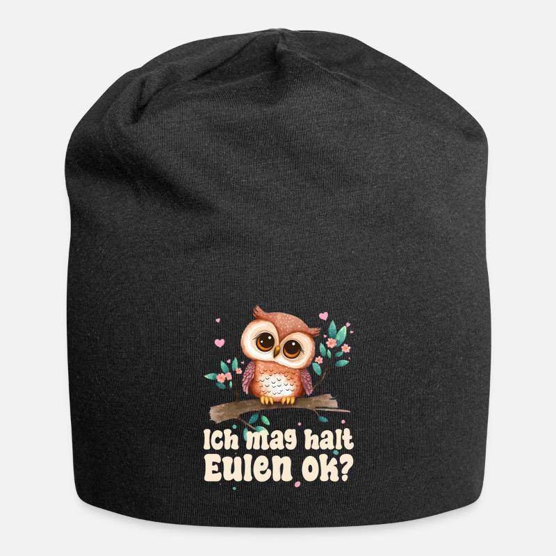 Ich Mag Halt Eulen Ok? - Jersey-Beanie - Schwarz