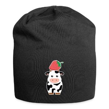 Fraises Vache Vaches Agriculteur Enfants - Bonnet en jersey - noir - Devant