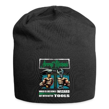 Aircraft mechanic profession saying worker - Jersey Beanie - black - Front
