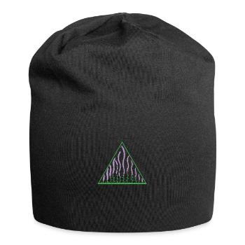 Lavendel im Dreieck Pflanze Garten Duft - Jersey-Beanie - Schwarz - Vorne