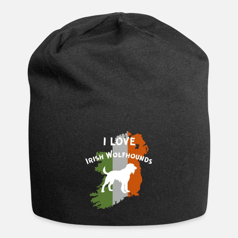 Aperçu du lévrier irlandais avec motivation du drapeau - Bonnet en jersey - noir
