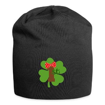 St Patricks Day Accessories Ireland Shamrock Decoration - Jersey Beanie - black - Front