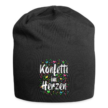 Konfetti im Herzen Karneval Kostüm Fasching - Jersey-Beanie - Schwarz - Vorne