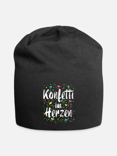 Konfetti im Herzen Karneval Kostüm Fasching - Jersey-Beanie - Schwarz