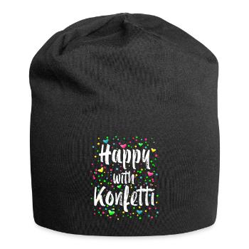 Happy With Confetti Carnival Costume - Jersey Beanie - black - Front