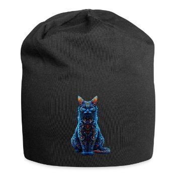 Complexe psychédélique fractal chat Rave champignon - Bonnet en jersey - noir - Devant