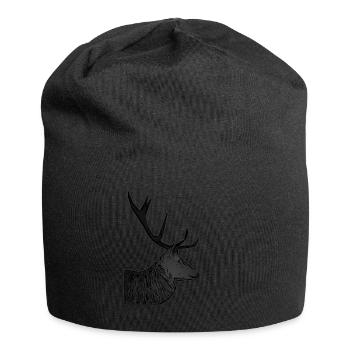 Rothirsch Geweih mit Hirschgeweih - Jersey-Beanie - Schwarz - Vorne