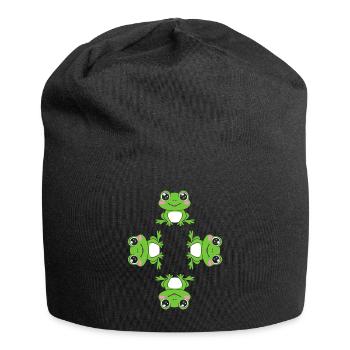 Kleiner Frosch - Jersey-Beanie - Schwarz - Vorne