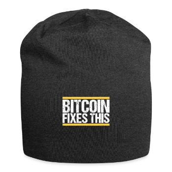 Bitcoin Fixes this - Jersey Beanie - charcoal grey - Front