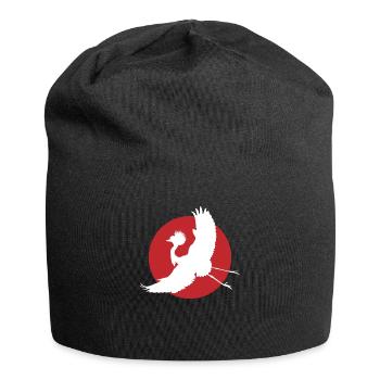 Fliegender Kranich Silhouette Kunst - Jersey-Beanie - Schwarz - Vorne