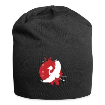 Kranich Dynamik & Schriftzeichen Kunst - Jersey-Beanie - Schwarz - Vorne