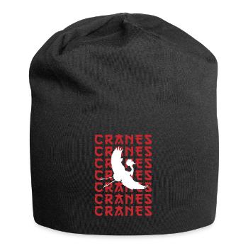 CRANES Stylish Bird Silhouette - Jersey Beanie - black - Front