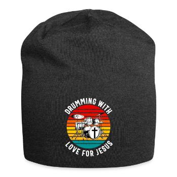 Christlicher Schlagzeuger Schlagzeuger Stick-Männer Jesus - Jersey-Beanie - Anthrazit - Vorne