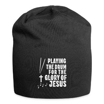 Christian Drummer Drum Player Stick Men Jesus - Jersey Beanie - black - Front