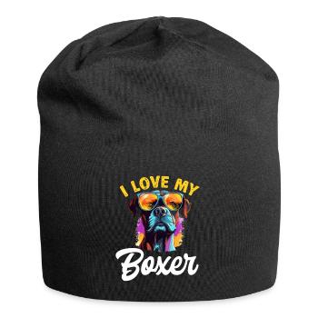 Boxer chien race animal de compagnie - J’aime mon boxer - Bonnet en jersey - noir - Devant