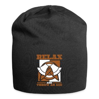 Entspannen Sie sich und werfen Sie eine Axt Axtwurfspiel Axt - Jersey-Beanie - Schwarz - Vorne
