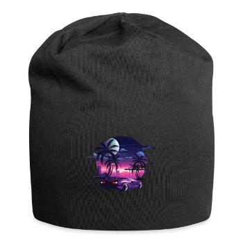 Synthwave Retro Sunset Car Musik 80er - Jersey-Beanie - Schwarz - Vorne
