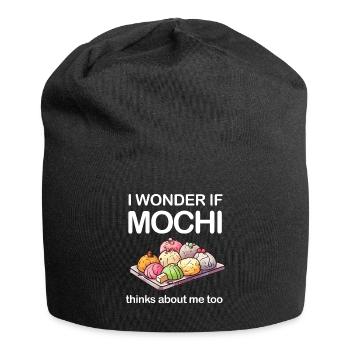 Mochi Japanischer Reiskuchen Süßigkeiten Snack Süßes Mochi - Jersey-Beanie - Schwarz - Vorne