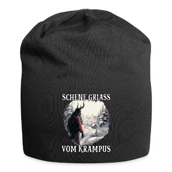 Krampus T Dämonischer Weihnachtsmann Kramperl - Jersey-Beanie - Schwarz - Vorne