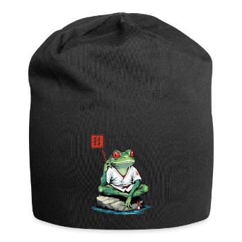 Smoking Frog Ukiyo-e Kanji Japan Streetwear - Jersey Beanie - black - Front